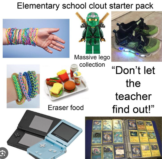 Elementary school clout starter pack Massive lego collection "Don't let the teacher Eraser food find out!"