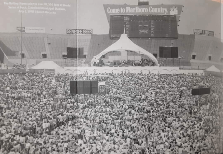 The Railing Stones play to over 82,500 fans at World Series of Block Clepsland Municipal Stadium, July 1, 1978 Janet Macoska Come to Marlboro Country. HALT CLEVE GENESEE BEER