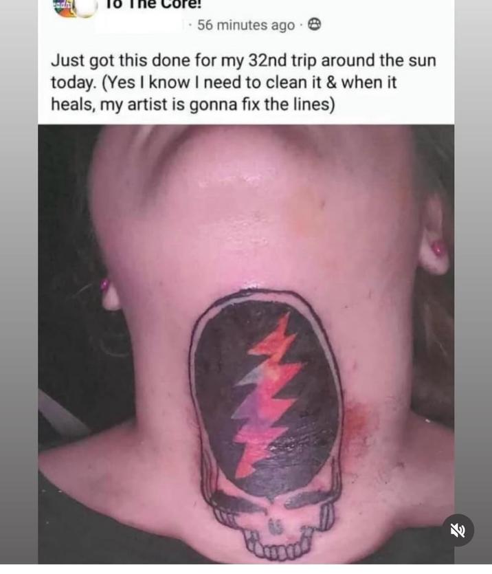 adh * 56 minutes ago Just got this done for my 32nd trip around the sun today. (Yes I know I need to clean it & when it heals, my artist is gonna fix the lines)
