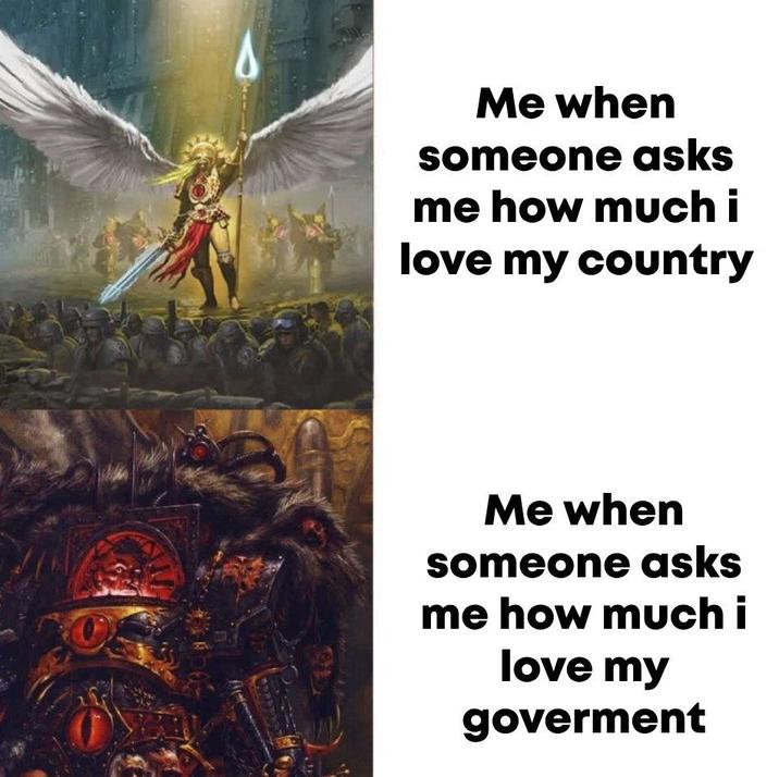 Me when someone asks me how much i love my country Me when someone asks me how much i love my goverment
