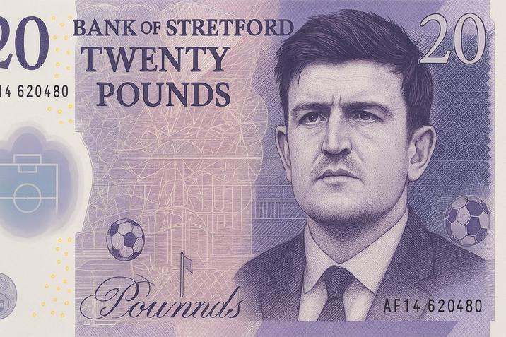 X user @utdbelles tweeted an AI-generated 20-pound banknote featuring Manchester United player Harry Maguire. The post gathered over 13,000 likes in a day.