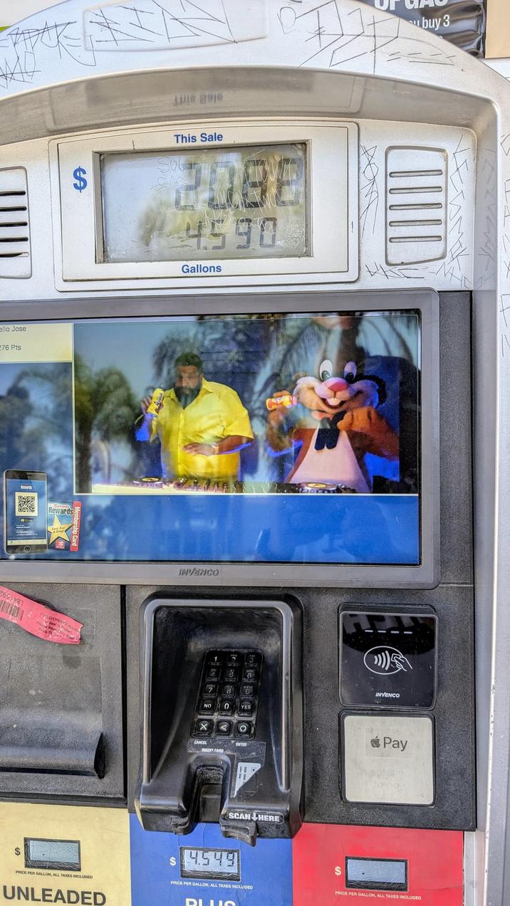 ello Jose 276 Pts $ This Sale SOC Rewards ON Rewards 26987 Membership Card VOID/OPENCO $ Seal Repen 4590 Gallons PRICE PER GALLON, ALL TAXES INCLUDED UNLEADED INVENCO G buy 3 7 8 NO 0 YES X INVENCO Pay CANCEL TS ENTER INSERT CARD SCAN HERE $ 4549 PRICE PER GALLON, ALL TAXES INCLUDED PRICE PER GALLON, ALL TAXES INCLUDED