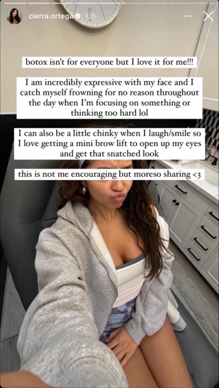 Cierra Ortega Racist Botox Instagram Story An Instagram Story post made by Love Island contestant Cierra. In the post she is getting botox and describes her eyes using an Asian slur.