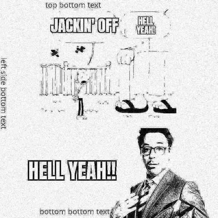 top bottom text JACKIN' OFF I HELL YEAH! left side bottom text 1 1 HELL YEAH!! bottom bottom text
