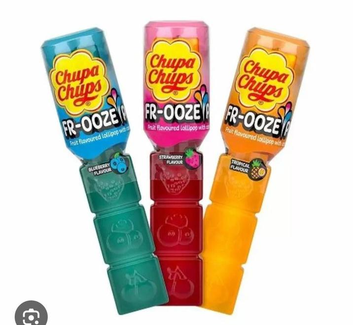 Chupa Chups Chupa Chips Chupa Chips FR-OOZE FR-OOZE FR-OOZE Fruit Flavoured lollipop with. Fruit flavoured lollipop with Pust flavoured lollipop w BLUEBERRY FLAVOUR STRAWBERRY FLAVOUR TROPICAL FLAVOUR 8