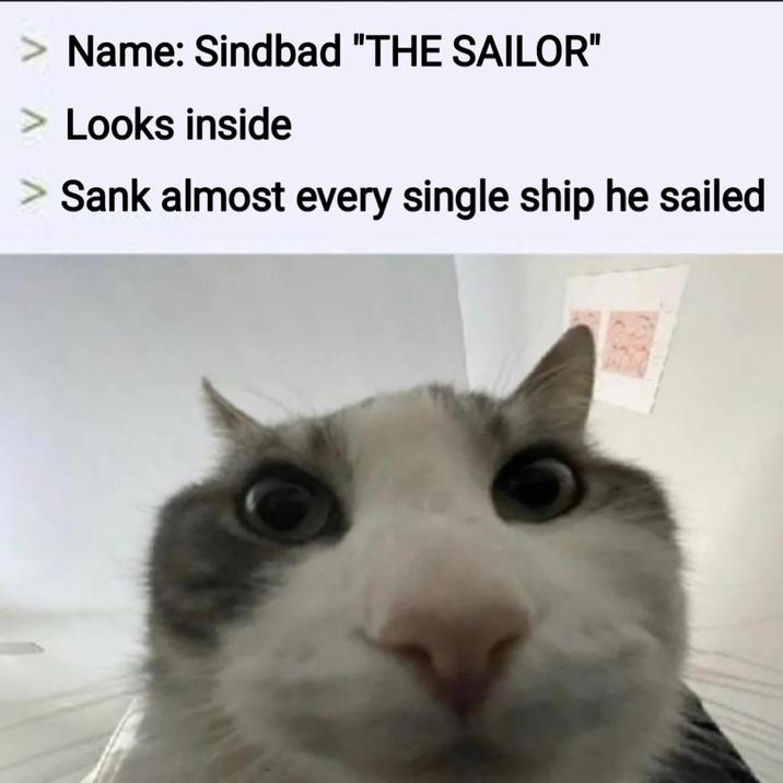 Name: Sindbad "THE SAILOR" Looks inside Sank almost every single ship he sailed