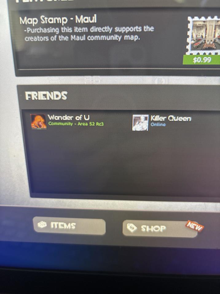 Map Stamp - Maul -Purchasing this item directly supports the creators of the Maul community map. FRIENDS Wander of U 5 Community - Area 52 MC3 Killer Queen Online ITEMS SHOP $0.99 NEW