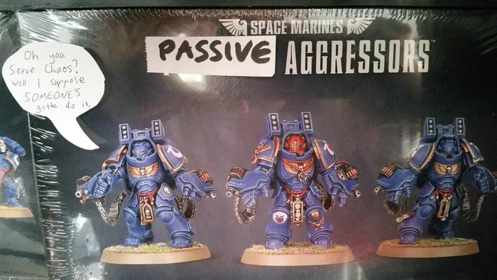 Oh you Serve Chaos? Well I suppose SOMEONE'S gotta do it. B SPACE MARINES PASSIVE AGGRESSORS
