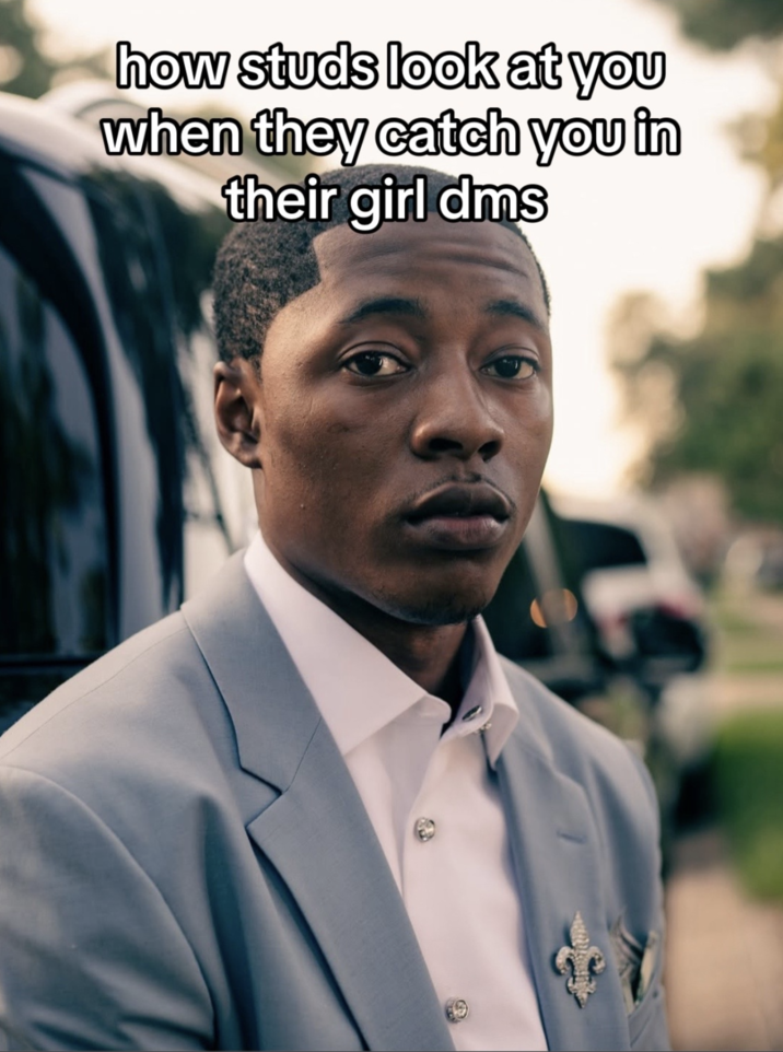 June 22nd, 2025 TikTok by @kyyrunsyou X user @kyyrunsyou posted an image of streamer Lil Rodney Son alongside a caption that read, "How studs look at you when they catch you in their girl dms." The image of Lil Rodney became a reaction meme in June and July 2025.