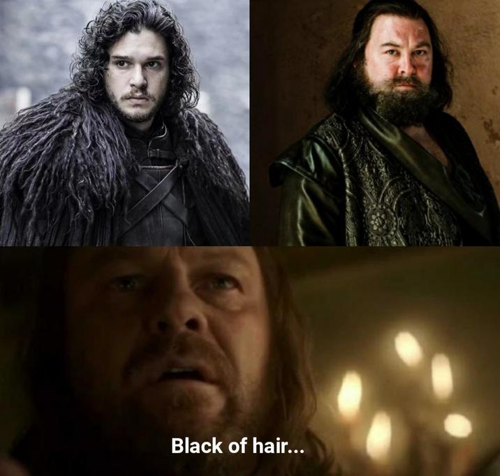 Black of hair...