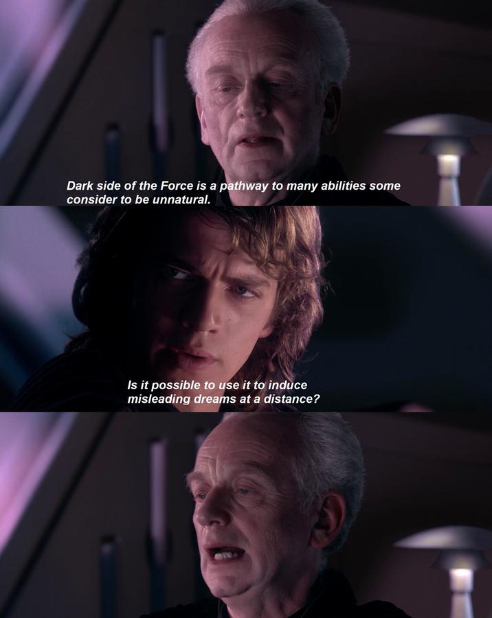 Dark side of the Force is a pathway to many abilities some consider to be unnatural. Is it possible to use it to induce misleading dreams at a distance?