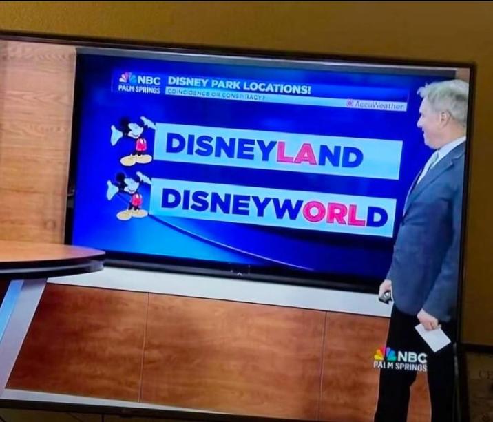 NBC DISNEY PARK LOCATIONS! PALM SPRINGS COINCIDENCE OR CONSPIRACY? AccuWeather DISNEYLAND DISNEYWORLD NBC PALM SPRINGS CE