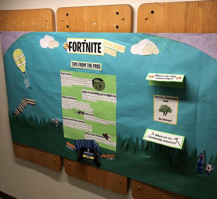 FORTNITE SCHOLARSHIP EDITION TIPS FROM THE PROS Start locally Community foundations in your hometown, such as Rotary Cuts, Lions Clubs, and local businesses, may offer scholarships to local students. These scholarships have a maller pool of applicants, so you'll have a higher chance of being awarded Keep a portfolio Apply to everything you're eligible for Try not to limit yourself to scholarships that are specific to your major or circumstances-there are plenty of general scholarships to apply fort As you apply for scholarships every year, you notice many of them ask similar questions. Keep a paper or electronic folder of all your essays, letters, and scholarship resumes so you'll be able to apply for multiple scholarships Quickly and easily Stick to it! If you don't receive a scholarship the first year you apply. keep trying and feel free to ask us for help Keep up with the seasons Scholarship season at Western beges between February and March Most Western scholarships are intended for the net academic year, and they can be easy to miss Utilize your resources Western offers many kinds of scholarship help, from searching fo arships to editing essays and assisting Where can I find scholarships? Don't be a Scholarship noob. Get informed Where are my scholarship resources? TAKE ONE READY TAKE ONE