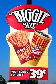 BIGGIE SIZE BIGGI GREAT DIGGI ENDY'S YOUR COMBO FOR JUST 39