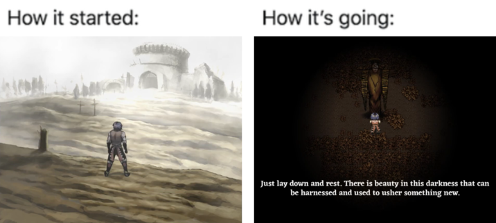 "The god of fear and hunger acknowledges your suffering."