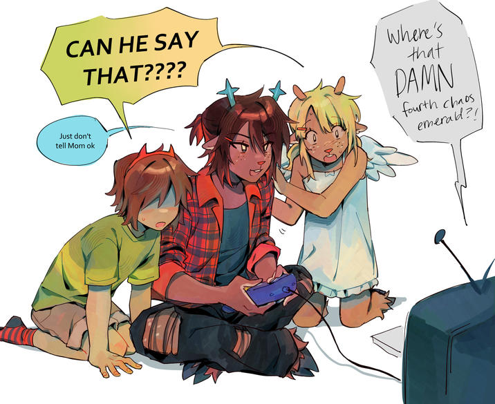 CAN HE SAY Just don't tell Mom ok THAT???? Where's that DAMN fourth chaos emerald?!