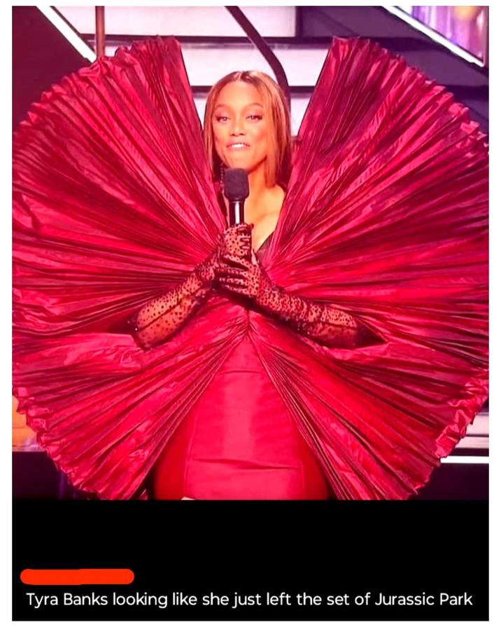 Tyra Banks looking like she just left the set of Jurassic Park