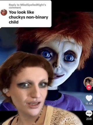 Reply to MikelSpelledRight's comment You look like chuckys non-binary child 11.4K 208