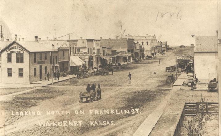 COMMERCIAL LOOKING NORTH ON FRANKLINST WA KEENEY KANSAS 1886 - CADDICK