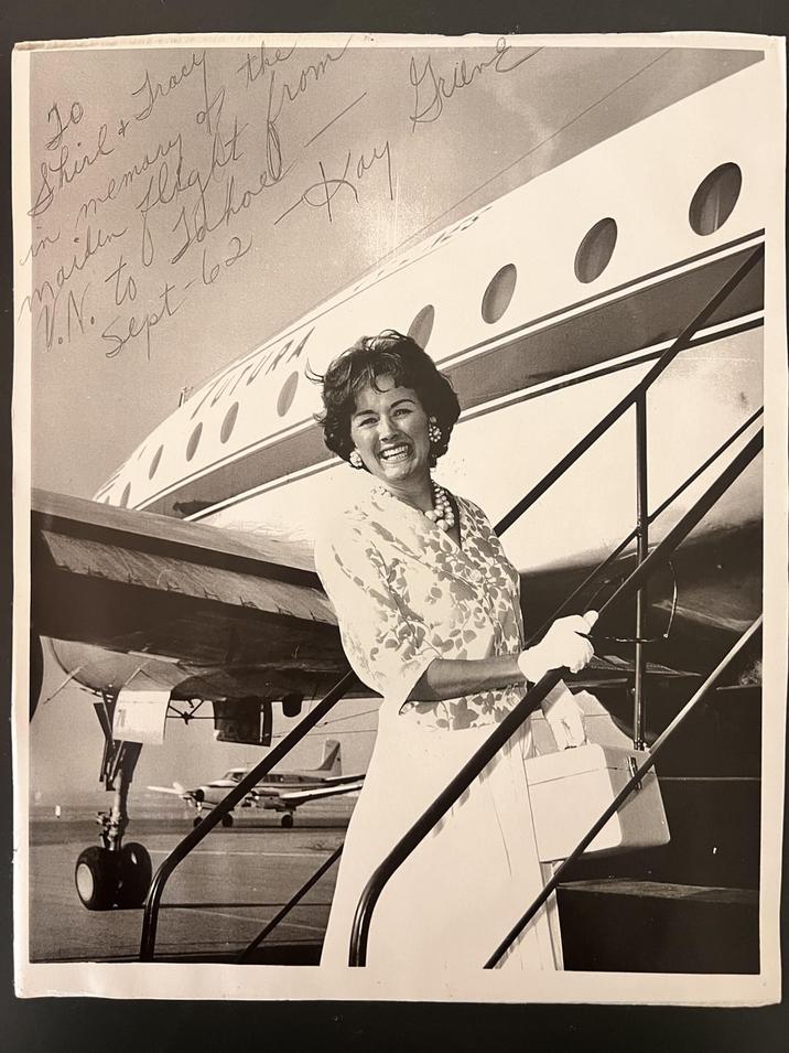 Jo from Shirl & Tracy in memory of the maiden flight 1. N. to Tahoel "Sept-62 -Kay V.N.to