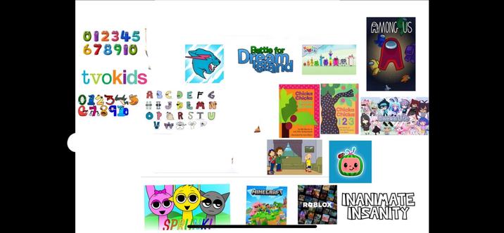 012345 678910 tvokids 012345 Ch84b € E F G MN R STU SPRINKL Battle for Chicka Chicka Boom Boom Chicka Chicka bel Martin Je and Jobs Archan red by Lex Elder AMONG US 123 Gacha Life MINECRAFT REBLOX INANIMATE INSANITY