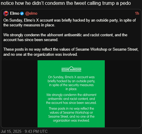 elmo you sly dog you | Elmo Twitter Hacked / Antisemitic Elmo | Know