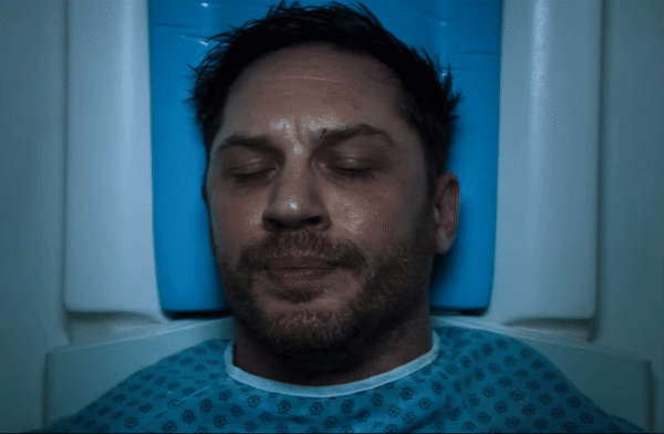 Tom Hardy Venom Hospital GIF GIF of Tom Hardy screaming in a hospital bed from the 2018 film _Venom_.