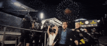 Javier Bardem F1 Fireworks Celebration GIF Tenor user @dsdcrewsmoke posted the earliest known GIF showing Javier Bardem as Ruben Cervantes celebrating a victory and hugging his crew as fireworks explode in the background.