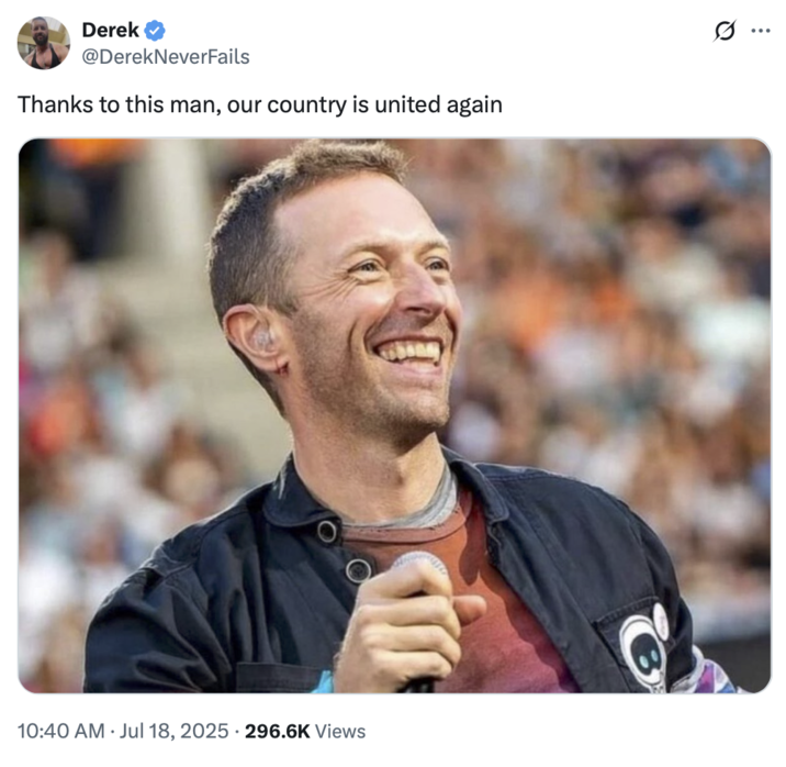 Derek @Derek NeverFails Thanks to this man, our country is united again 10:40 AM ⚫ Jul 18, 2025 296.6K Views s...