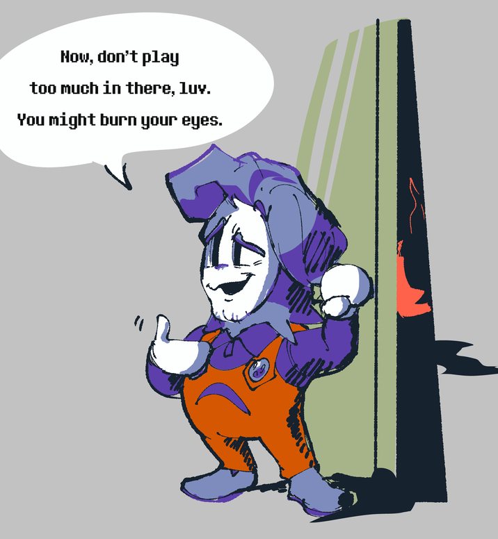 Now, don't play too much in there, luv. You might burn your eyes.