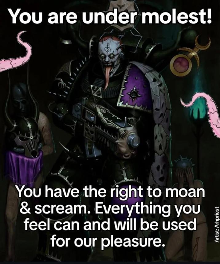 You are under m-----! You have the right to moan & scream. Everything you feel can and will be used for our pleasure. Artist: Arhpriest
