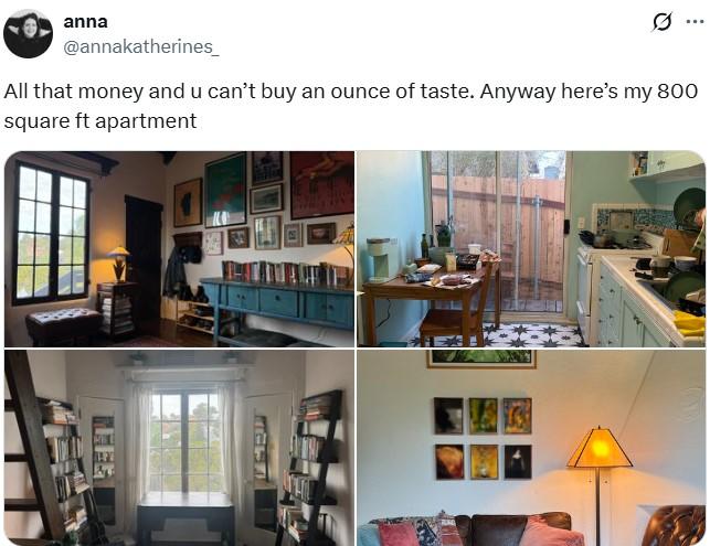 All that money and u can’t buy an ounce of taste. Anyway here’s my 800 square ft apartment anna @annakatherines_ All that money and u can't buy an ounce of taste. Anyway here's my 800 square ft apartment ORTON