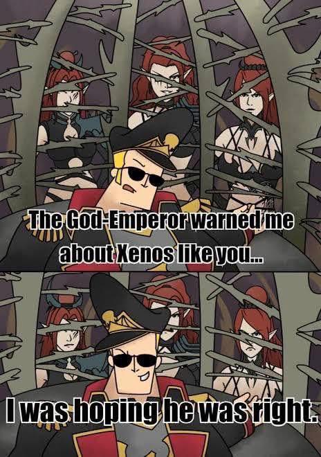The God-Emperor warned me about Xenos like you….. I was hoping he was right.