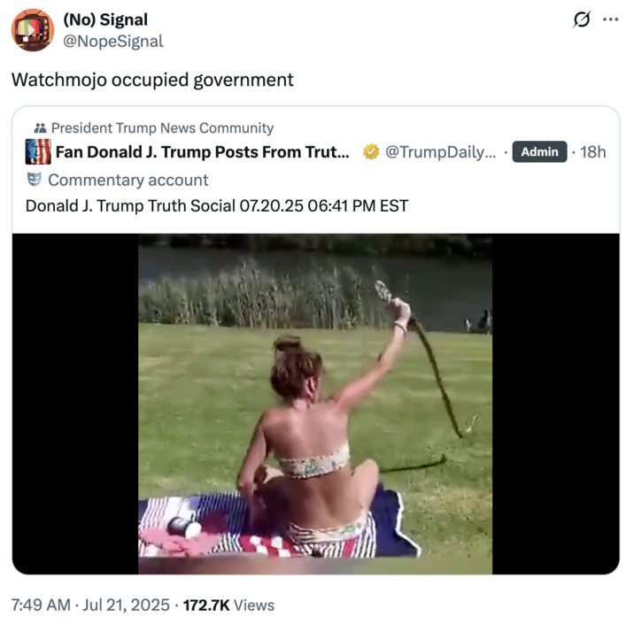 Watchmojo occupied government A "quote-tweet":https://knowyourmeme.com/memes/quote-retweets-qrts reacting to the "Truth Social":https://knowyourmeme.com/memes/sites/truth-social post shared by "U.S.":https://knowyourmeme.com/memes/cultures/united-states-of-america President "Donald Trump":https://knowyourmeme.com/memes/people/donald-trump in July 2025, which was a "reposted":https://knowyourmeme.com/memes/repost "Top 25 Respect Moments" "viral video":https://knowyourmeme.com/memes/viral-videos montage.