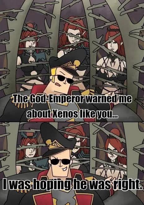 The God Emperor warned me חד about Xenos like you.. I was hoping he was right.