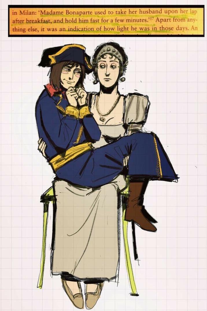 in Milan: 'Madame Bonaparte used to take her husband upon her lap after breakfast, and hold him fast for a few minutes.'57 Apart from any- thing else, it was an indication of how light he was in those days. An