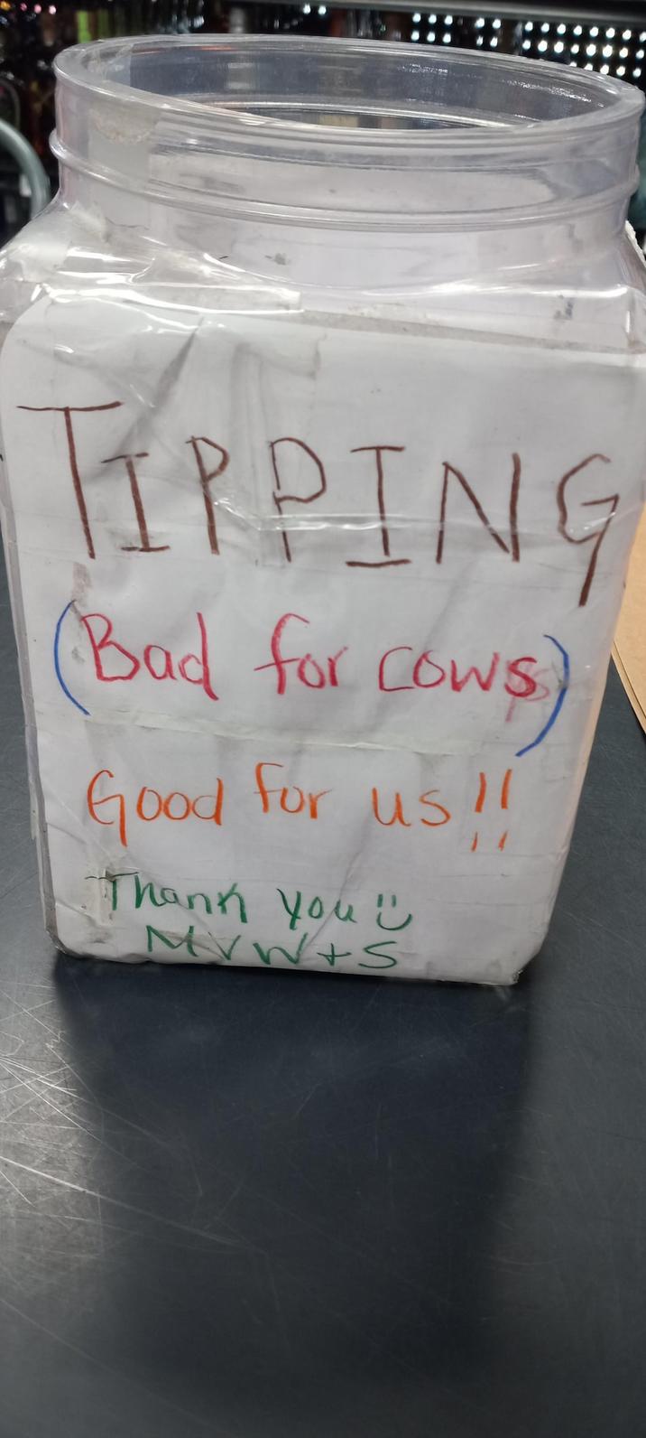HIPPING (Bad for cows) Good for us!! Thank you " MYW+S