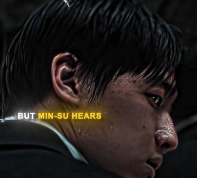 A "reaction images":https://knowyourmeme.com/memes/reaction-images from a "_Squid Game_":https://knowyourmeme.com/memes/subcultures/squid-game edit, showing the character Min-su and text reading, "But Min-su hears."