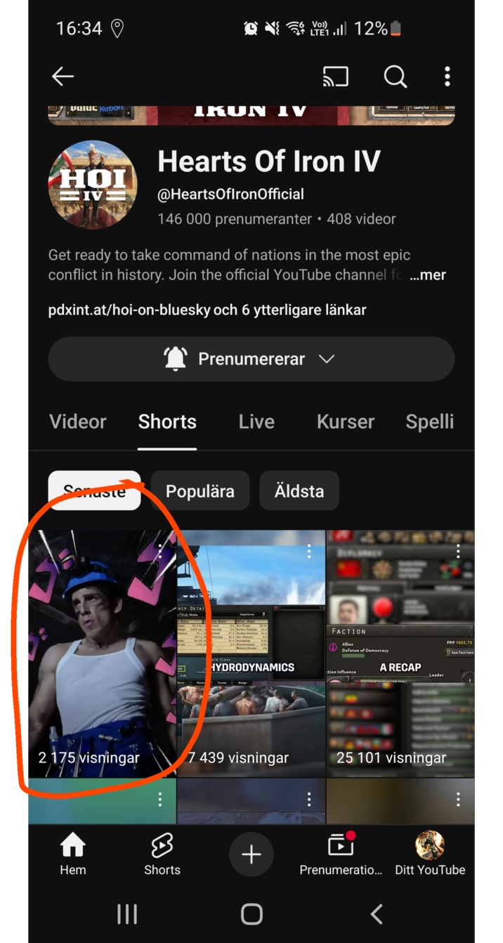 16:34 Uulu Nation IKUN Vo!) LT1. 12% Q : Country Pack Unit Pack HOI IV Hearts Of Iron IV @HeartsOfIronOfficial 146 000 prenumeranter •408 videor Get ready to take command of nations in the most epic conflict in history. Join the official YouTube channel fo ...mer pdxint.at/hoi-on-bluesky och 6 ytterligare länkar Prenumererar ✓ Videor Shorts Live Kurser Spelli Sonaste Populära Äldsta HIP DETAI Mutsu Stats Speed Bange 24.6 km L 3500 km bat Stats Attack Piercing ization 30.1 H Attack 367.5 H Parcing Experience Misc. Stats 92.00 9.5 Puel Dange 5.5 Surface Visibiny 200 57.5 Surface detection: 21.6 36.0 Sub detection 2.6 20.0% A 319 Malayal 0.00 y use: 0.80 A 2.5 Minesweeping Weather Pensity 0% 509 4.0K ATO CLASS HYDRODYNAMICS Stats Histor Terrain Design 2175 visningar 7 439 visningar Hem B Shorts ||| + O FACTION Allies Defense of Democracy :tion Influence A RECAP Leader United Vinadam 1500 25 101 visningar FPP 1052.73 See factions Prenumeratio... Ditt YouTube