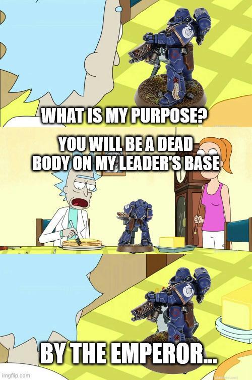 WHAT IS MY PURPOSE? YOU WILL BE A DEAD BODY ON MY LEADER'S BASE S imgflip.com BY THE EMPEROR...