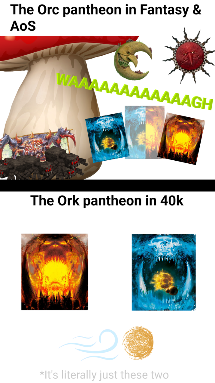 The Orc pantheon in Fantasy & AoS WAAAAAAAAAAAAGH The Ork pantheon in 40k *It's literally just these two