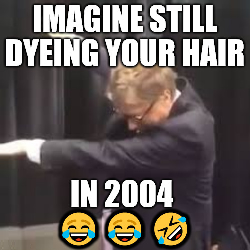 IMAGINE STILL DYEING YOUR HAIR IN 2004 D D