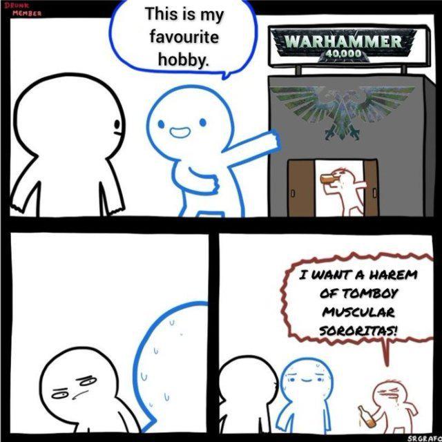 DRUNK MEMBER This is my favourite hobby. 10 10 WARHAMMER 40,000 I WANT A HAREM OF TOMBOY MUSCULAR SORORITAS! SRGRAFC