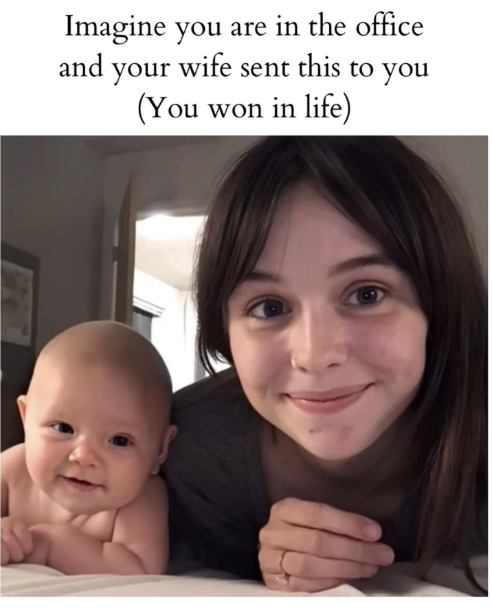 A "meme":https://knowyourmeme.com/memes/memes using the photo of Acacia Clark and her baby lying on a bed and taking a "selfie":https://knowyourmeme.com/memes/selfie.