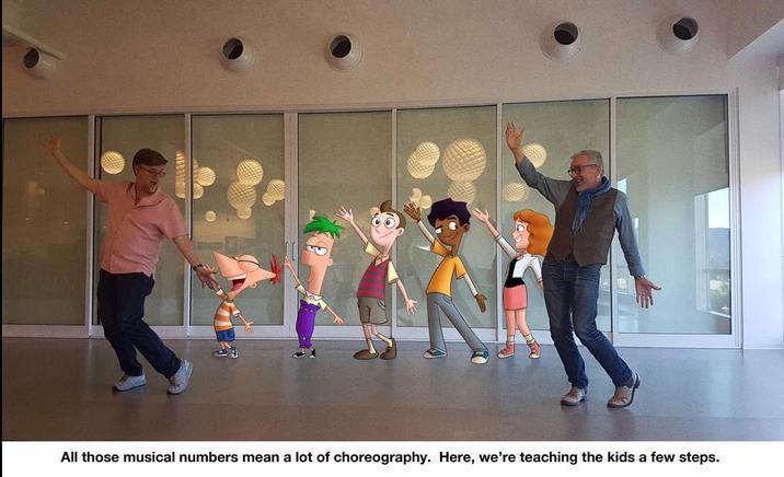 All those musical numbers mean a lot of choreography. Here, we're teaching the kids a few steps.