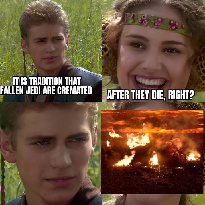 4858 IT IS TRADITION THAT FALLEN JEDI ARE CREMATED AFTER THEY DIE, RIGHT?