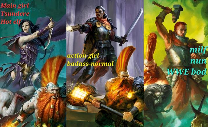 Main girl Tsundere Hot elf action girl badass-normal milf nun WWE bod