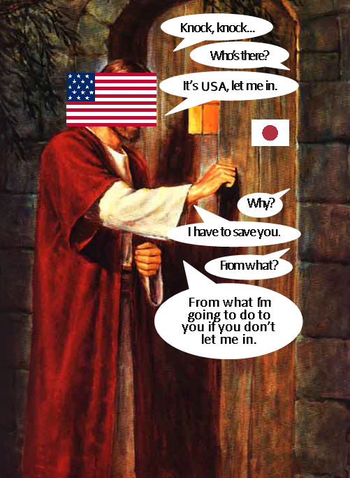 Knock, knock... Who's there? It's USA, let me in. Why? I have to save you. From what? From what Im going to do to you if you don't let me in.