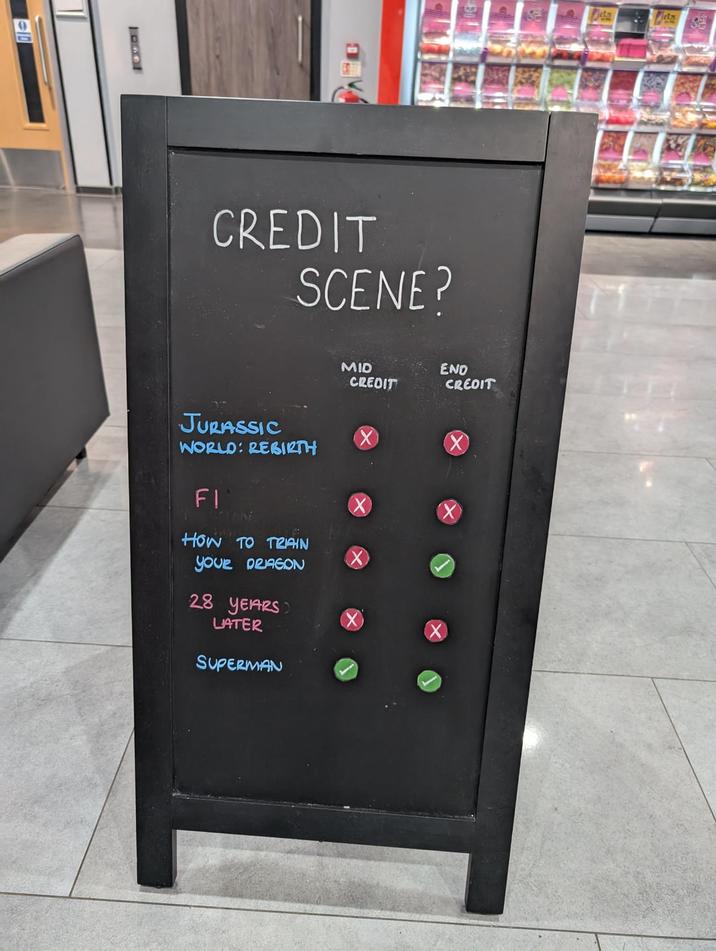 CREDIT SCENE? JURASSIC WORLD: REBIRTH FI HOW TO TRAIN your DRAGON 28 YEARS LATER SUPERMAN MID CREDIT END CREDIT Dda