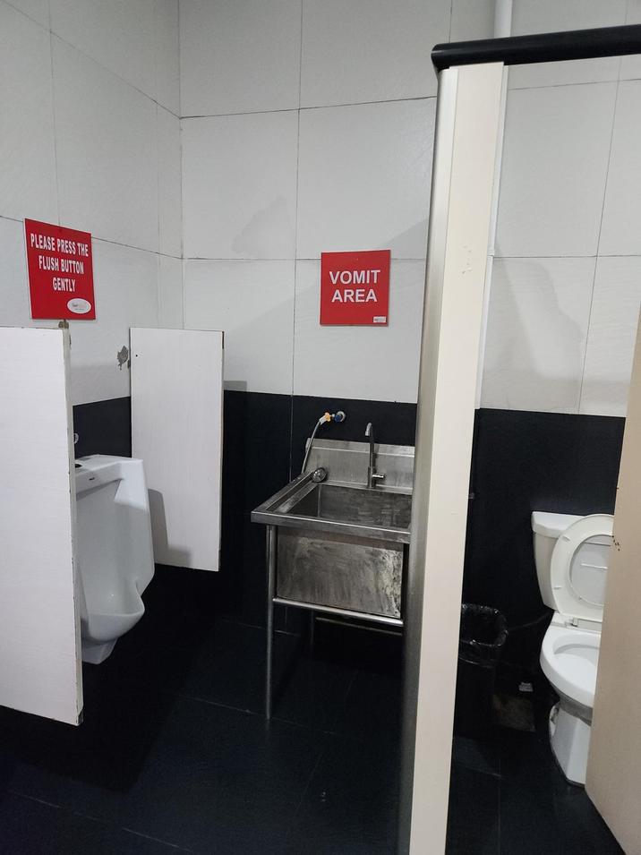 PLEASE PRESS THE FLUSH BUTTON GENTLY VOMIT AREA